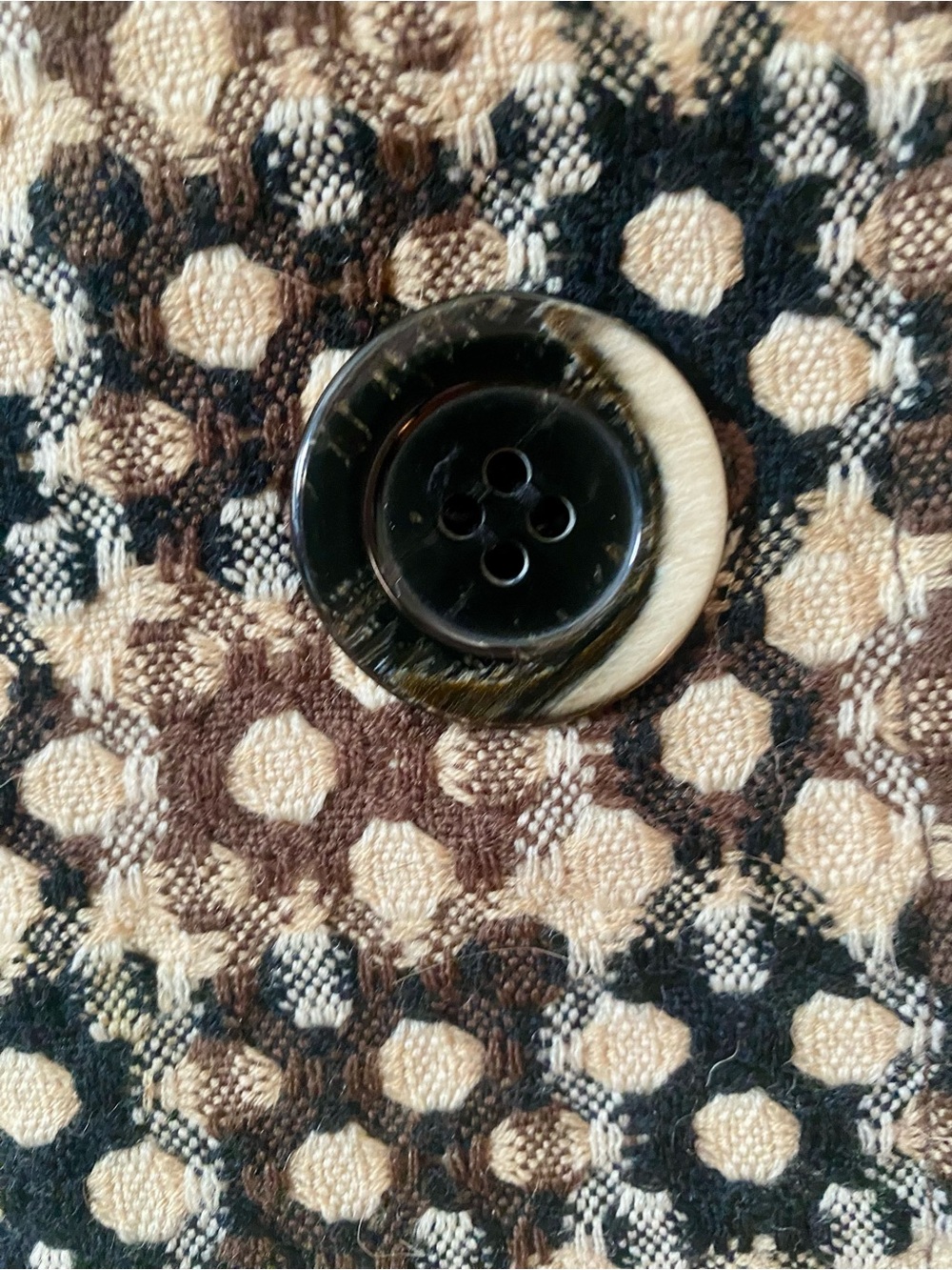 Sigrid Olsen 100% Wool Cropped Blazer Brown Geometric Jacket S - Picture 8 of 14
